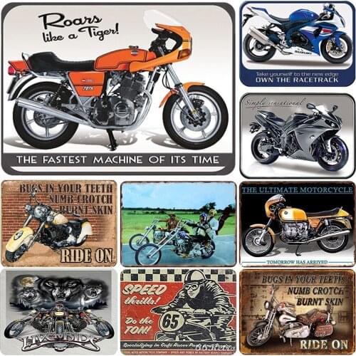 Vintage motorcycle logo metal tin plate retro iron painted wall decoration garage bar home cafe gym wall trim