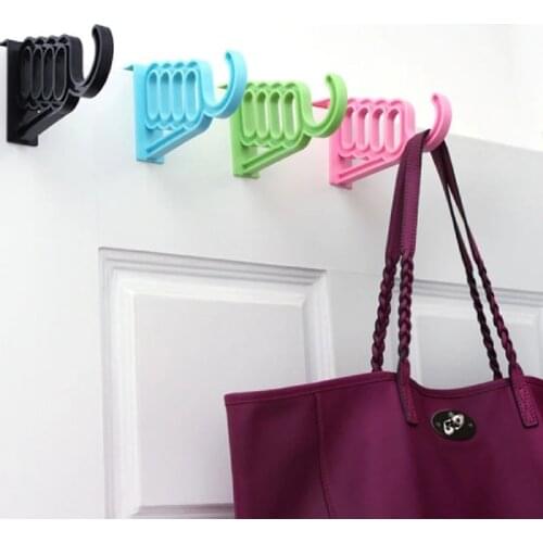 Multi-Function Home Accessories Foldable Clothes Hanger Drying Rack 5 Hole Suit Bathroom Door Plastic Organizer Storage Rack