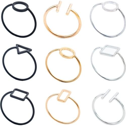Fashion Simplicity Rings Round Triangle Rectangle For Women Men Geometric Shaped Finger Jewelry Party Gifts