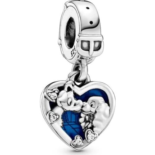 Genuine 925 sterling silver pendant Miss and the tramp charm beads fit Pandora bracelet & necklaces women fine jewelry making