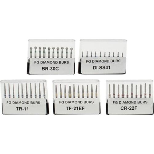 Natural Diamond Powder Wear Resistance For High Speed Handpiece Power Tool Accessories TR-11 50pcs/set Dental Emery Bur Set