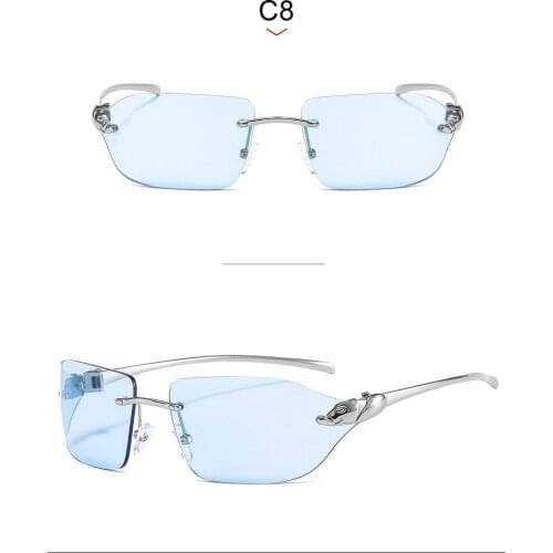 New Fashion Small Frame Square Sunglasses Ladies Gradient Color Rimless Personalized Shades