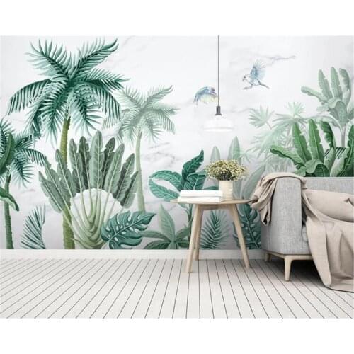 Beibehang Custom wallpaper retro tropical rainforest parrot palm living room mural background wall mural wallpaper for walls 3 d