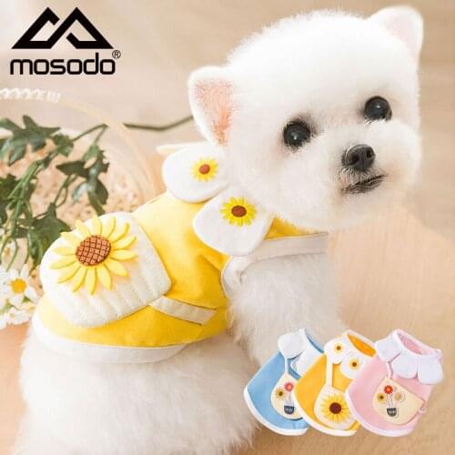 Dog Clothes For Puppy Clothes Summer Cat Vest Thin Breathable Cute Style Petal Collar T Shirt Satchel Decoration Pet Outfit