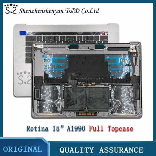 Full A1990 Topcase For MacBook 15” Grey Silver Top Case US UK Keyboard Toucabar Trackpad Speaker Battery Audio Jack 2018 2019