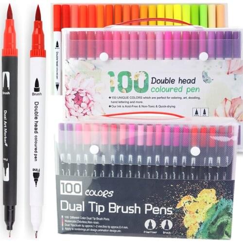 Professional Dual Tips Watercolor Brush Pen 48/60/72/80/100/120 Colors Art Markers Sketch Drawing Soft Brush Pen Manga Markers