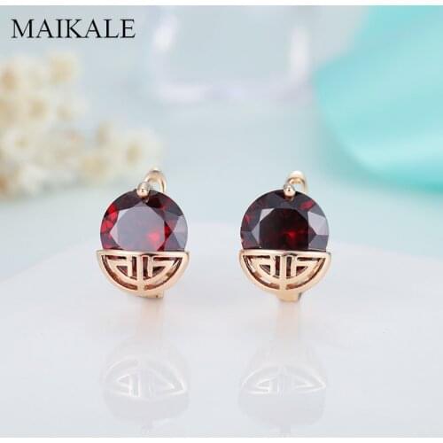 Classic Hollow Design Zirconia Round Stud Earrings for Women Red Blue Black Green CZ Crystal Small Earings Wedding Party Jewelry