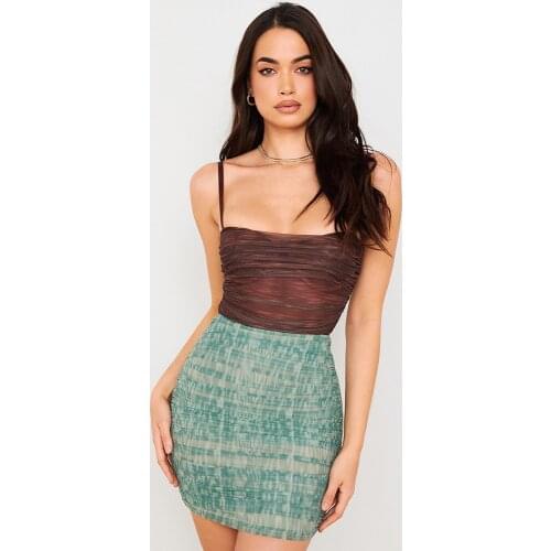 Mesh Bodycon Dress Set Women Party Dress Mini 2021 New Arrivals 2 Piece Set Green Draped Dress Celebrity Evening Club Dress