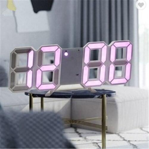 Modern Design 3D Wall Clock LED Digital Electronic Clocks Alarm Table Clock Desktop Nightlight Display Home Living Room Decor