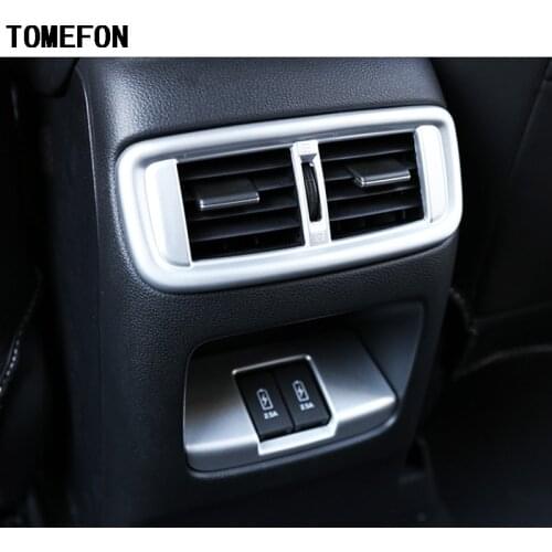 TOMEFON Car ABS Carbon Fiber or Chrome Matte Rear Air AC Vent Outlet Cover Frame Stiker Trim For Honda CRV CR-V 2017 2018