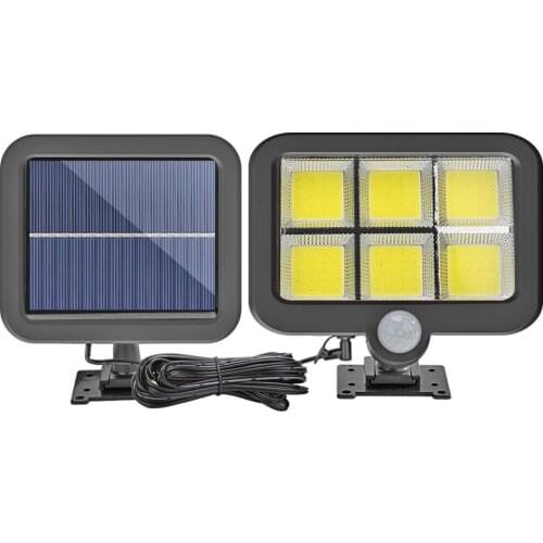 Outdoor Solar Power Lamps COB 120 LED Human Body Induction Wall Light Black Plastic Waterproof Garden Street Lighting