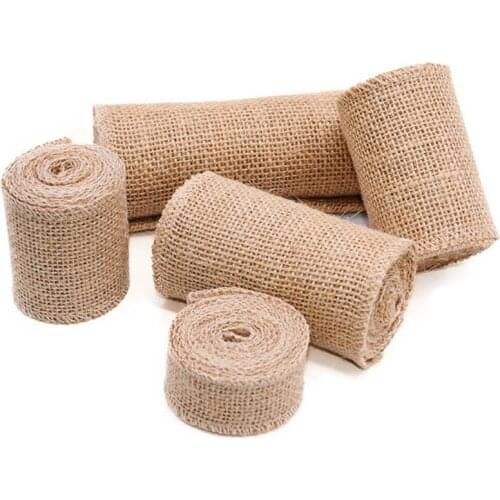 1Meter Vintage Jute Burlap Hessian Ribbon Rustic Wedding Party Decoration Christmas DIY Craft Flower Gift Box Packing Webbing