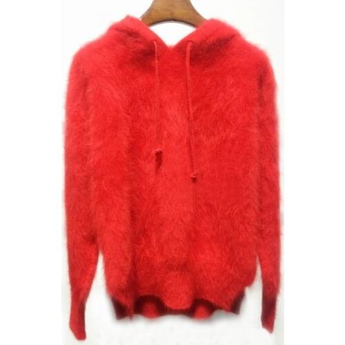 2020 Hooded Real Pure Mink Cashmere Sweater Women New Autumn Winter Natural Cashmere Pullovers Jump For Drop Shipping tbsr819