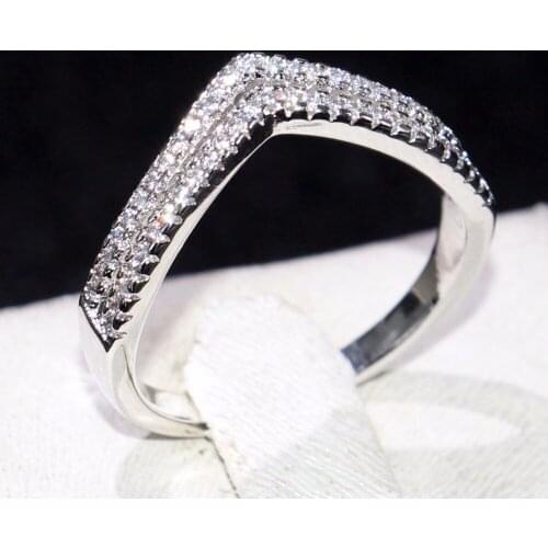 Cute Lovers' Ring for Women Luxury Jewelry 925 Sterling Silver 5A Cubic Zirconia CZ Office Women Wedding Pave Band Ring Gift