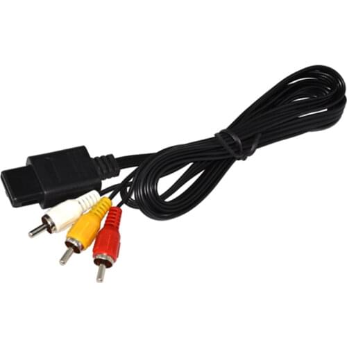 50PCS a lot Universal AV TV RCA Video Cord Cable for SNES GameCube for Nintendo N64 64 Game Cable for SFC