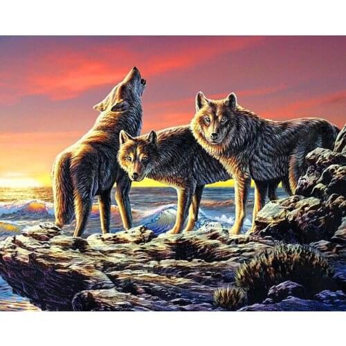 5D DIY Square Diamond Painting Animal Wolf of Rhinestones Full Circular Diamond Embroidery Cross Stitch Wall Sticker Home Decor