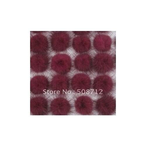 Free shipping!!!! mink fur ball embellishment sew trim for DIY craft hair accessory 30mm wine red