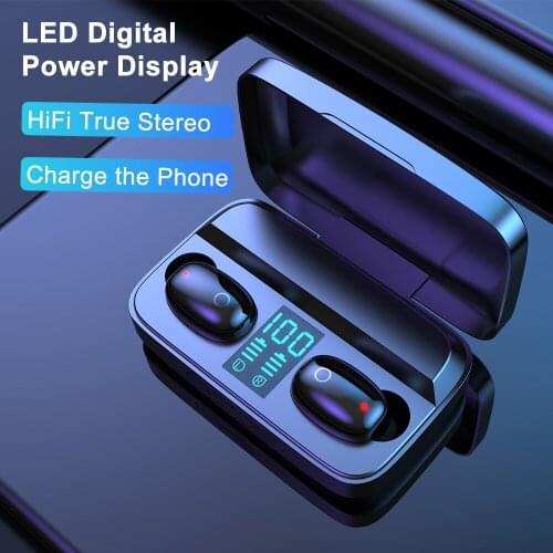 W2S Wireless Earphone 1800mAh Bluetooth 5.0 TWS Headsets LED Display with Power Bank Headphones Hifi Stereo Sport Earbuds