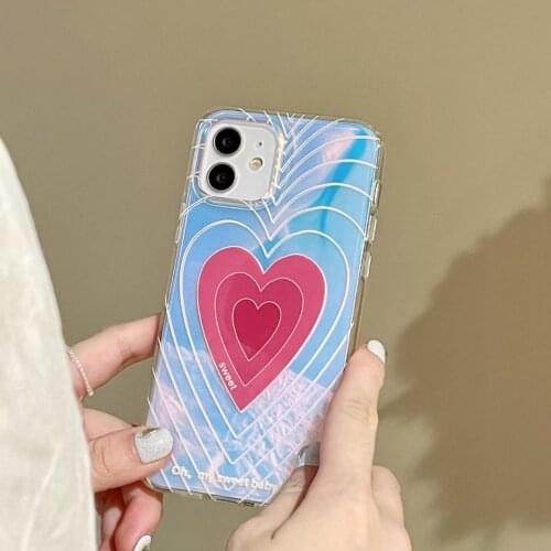 Glitter Love Heart Phone Case for IPhone 12 11pro X XR XSmax 7 8plus Case Soft Shell TPU Laser Shockproof Back Cover
