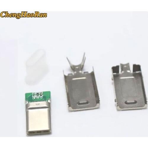 ChengHaoRan 1set USB 3.1 Type-C to Type C Plug Welding Type Double-sided plug for DIY Data Charging Connector for OD 3.0mm Cable