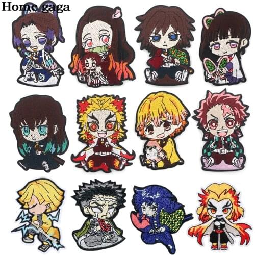 DB169 Homegaga Cartoon Anime Demon Slayer Embroidered Cloth Patch Embroidery Patch Stickers For Clothes Decoration Accessories