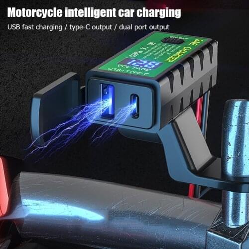 Dual USB Motorcycle Charger 12V SAE to USB Waterproof Fast Charging Adapter with On/Off Switch for Mobile Phone Cell Phone GPS