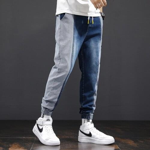 Jeans for Men 2021 Korean Fashion Streetwear Harajuku Mens Casual Pants Patchwork Denim Trousers Hip Hop Mens Clothing