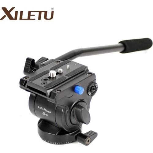 XILETU LS-4 Handgrip Video Photography Fluid Drag Hydraulic Tripod Head and Quick Release Plate For ARCA-SWISS Manfrotto