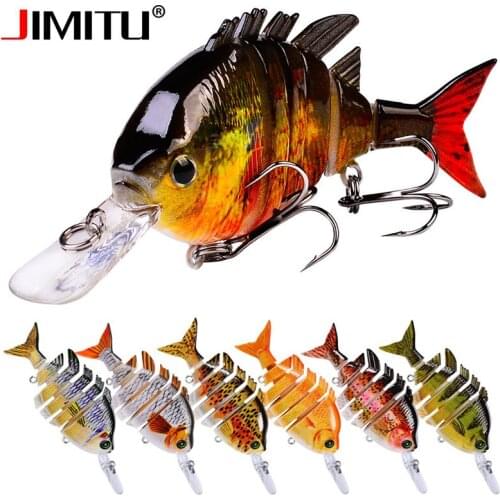 JIMITU 6 Segments Artificial Pesca leurre 10cm 13.67g Sinking swimbait wobbler Minnow Hard bait sea fishing lure olta takimlari
