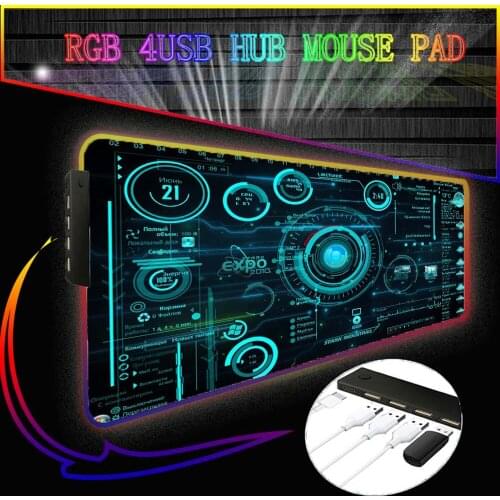 Mai Ruige Cool Abstract Gaming RGB HUB Hub Large Mouse Pad Gamer Mouse Pad Computer Mouse Pad LED Backlight Keyboard Table Mat
