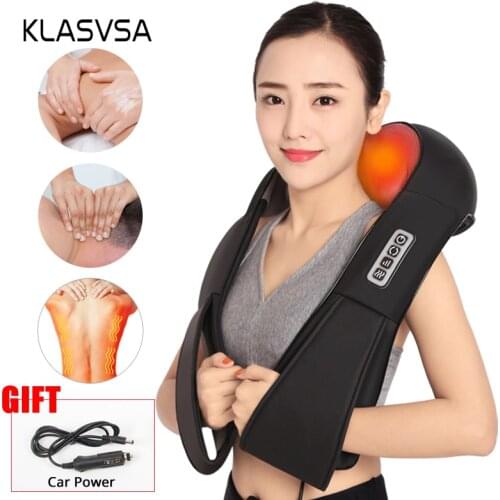 KLASVSA Electric Heating Neck Massager Shiatsu Kneading Cape Back Shoulder Pain Relief Home Acupuncture Therapy Relax Shawls