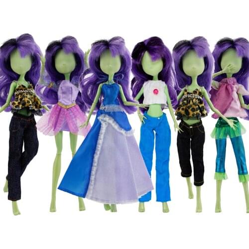 Fashion Lovely Mix Outfits Dress Shirt Pants Leopard Print Vest Jeans Summer Clothes for Monster High for Ever After High Doll