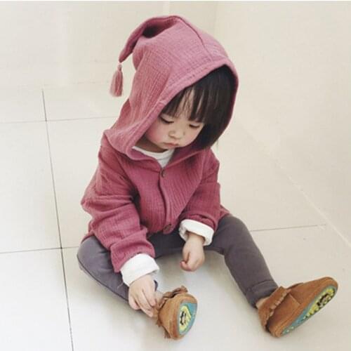 Fashion Toddler Infant Baby Kids Girls Boys Clothes Long Sleeve Solid Colors Cotton Linen Warm Hooded Coat Jackets Outwear#p4