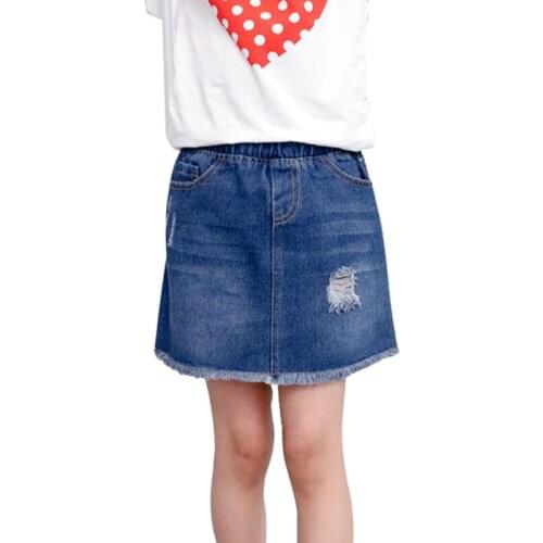 Trendy Tassel Fringed Baby Skirt Summer Kids Clothes Girls Denim Skirt Casual Girls Hole Jeans Skirts Clothing Children 3-12Y