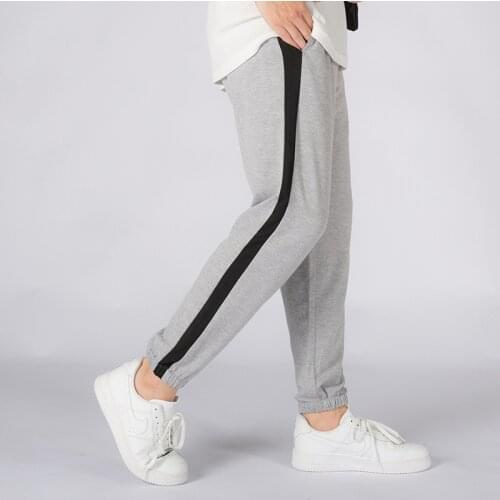 Men Running Pants Ankle-Tied Sweatpants Gym Fitness Workout Jogging Sport Active Trousers Stripe Design