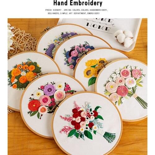 Embroidery Cross Stitch Kit For Beginners Handmade Embroidery DIY Craft Bag+ Bamboo Embroidery Hoop Set Leisure Time Home Tools