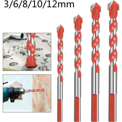 6/8/10/12mm Triangle Drill Bit Set Ceramic Wall Tile Marble Glass Punching Hole Opener Wood Plastic Twist Drill Bits