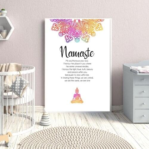 Namaste Definition Quote Print Zen Yoga Wall Art Canvas Painting Buddha Mandala Picture Modern Minimalist Home Room Decor