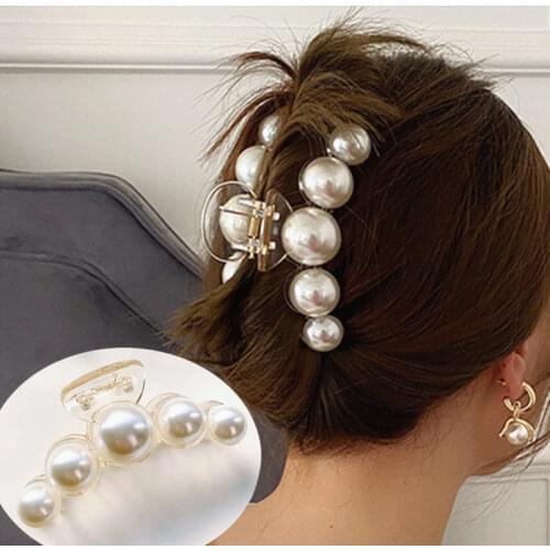 New Hyperbole Big Pearls Acrylic Hair Claw Clips Big Size Makeup Hair Styling Barrettes for Women Hair Accessories Hair Claws