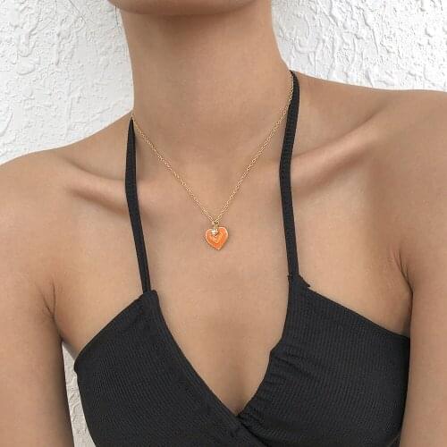 Fashion Sweet Girl Elegant Heart Shaped Alloy Imitation Diamond Personalized Necklace Female Student Party Necklace Jewelry Gift