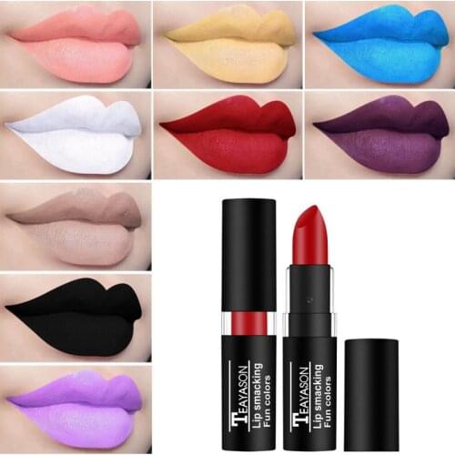 Sexy 12 Colors Velvet Matte Lipstick Tubes Waterproof Pigment White Green Lipstick Long Lasting Makeup Non-Stick Cup Lip Tint