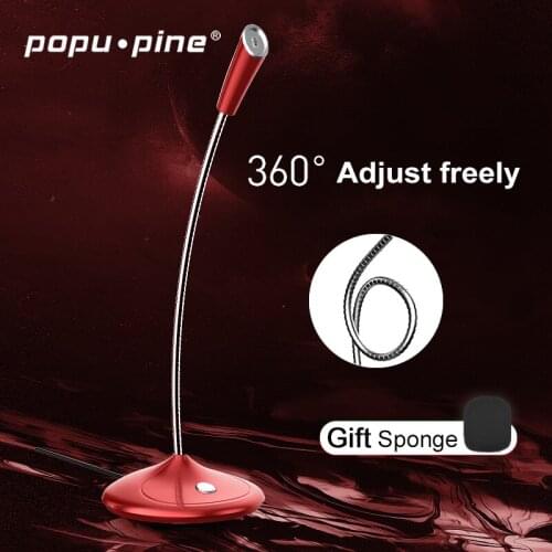 PopuPine omnidirectional desktop computer microphone 360° freely adjustable microphone voice game live chat USB microphone