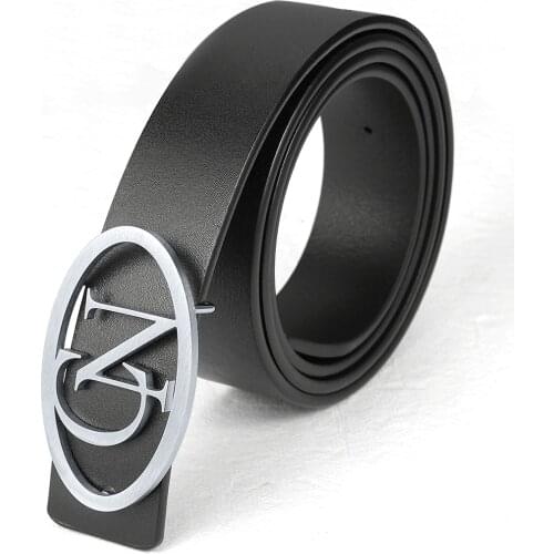 PU Leather Casual Belt Personalized Oval Name Letters Stainless Steel Belt Buckle Bespoke Fashion Accessories