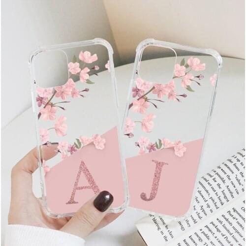 Transparent Hard PC Phone Case For iPhone 12 Pro Max 8 7 Plus 6 6s XR X XS SE 2 Funda For iPhone 11 Pro Max Flower Letters Couqe