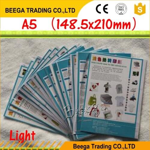 A5 Size (148.5X210MM) Hot 50 Sheets/Pack Iron On Inkjet T Shirt Heat Transfer Paper For Light Fabric Cloth Wholesale Price