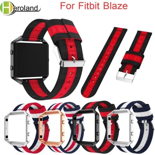 WatchBand For Fitbit Blaze Wristband Fine Woven Nylon Sport Strap + Case Cover Bracelet Adjustable Replacement Watchstrap belt