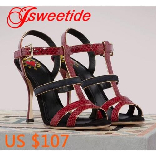 Women Brand Snake skin high heel Sandals Women Open Toe Sexy High Heels Sandals Leather bottom Gladiator sexy Sandals