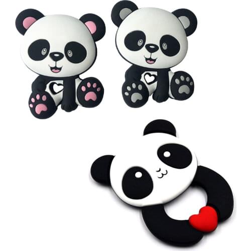 BPA Free Silicone Teethers Food Grade Rodent Panda Tiny Rod Teething Necklace Baby Shower Gifts Cartoon Animals Teether