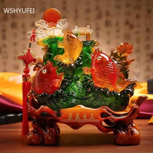 Lucky Fortune Fish Resin Sculpture Home Decoration Living Room Wine Cabinet Feng Shui Ornaments Housewarming Lucky Gifts Crafts