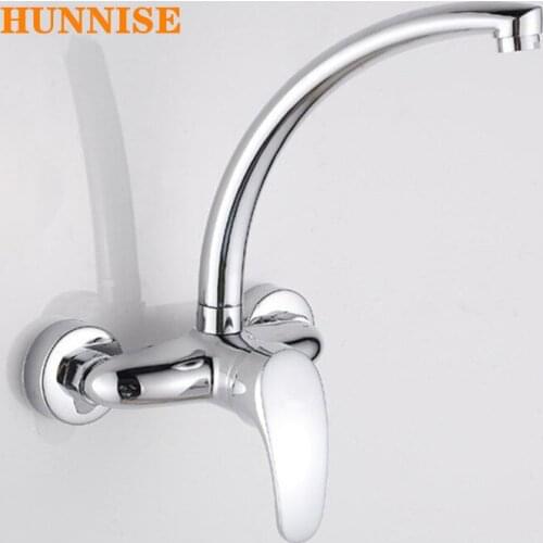 Solid Brass Inwall Mounted Bathroom Faucet Cold and Hot Kitchen Sink Mixer Wholesale and Retail Chrome Kitchen Faucet Water Tap